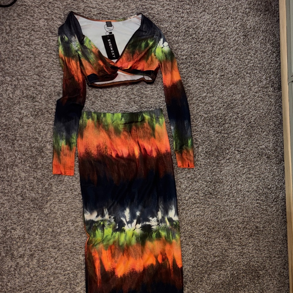 SHEIN Multicolor Tie-Dye Two Piece Set